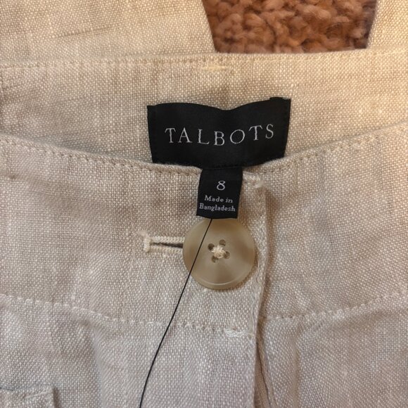 NWT Talbots Women's Sz 8 Wide Crop Patch Pocket Washed Linen Pants 100% Linen - Picture 4 of 11